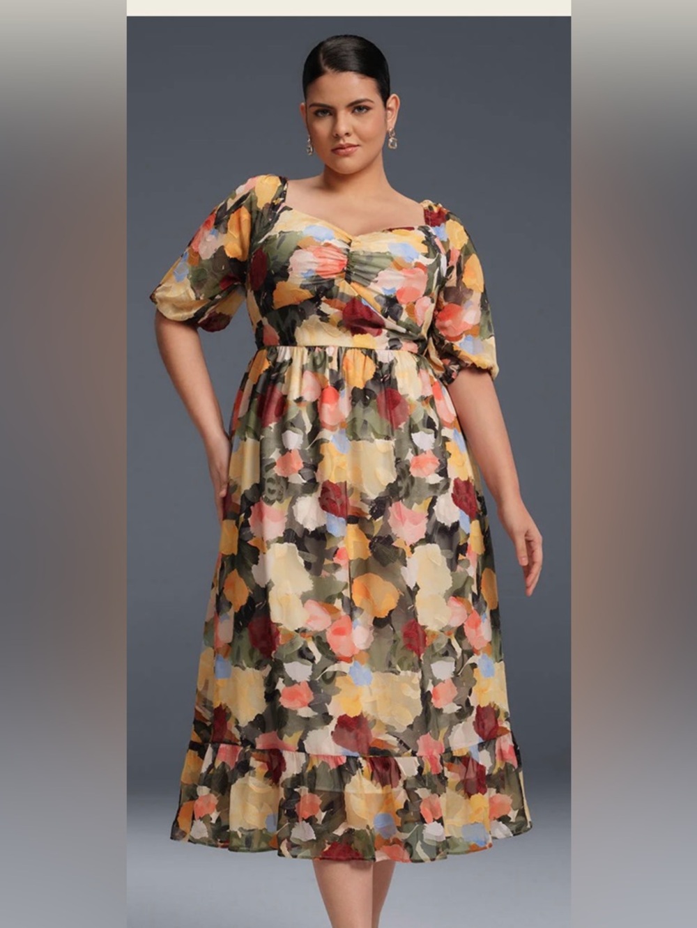 Curveins Floral Midi Dress XXL 18/20 NWT